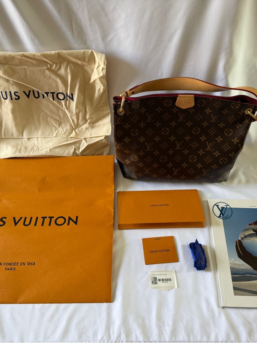 Louis Vuitton Monogram Canvas Shoulder Bag with Red Interior Trim